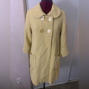 Vintage yellow and white 2 button peacoat with front pockets, Size small